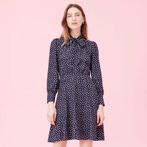 Rebecca Taylor Blurry Heart Silk Jacquard Dress in Navy